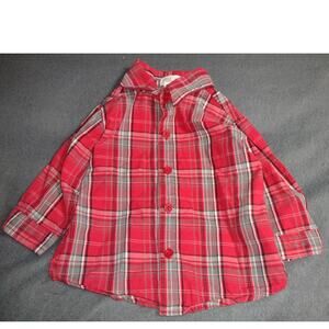 First Moments Boys Red and Gray Nine Months Plaid Button Up Shirt